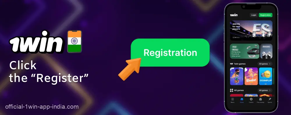Click the "Register" button in the 1win India app